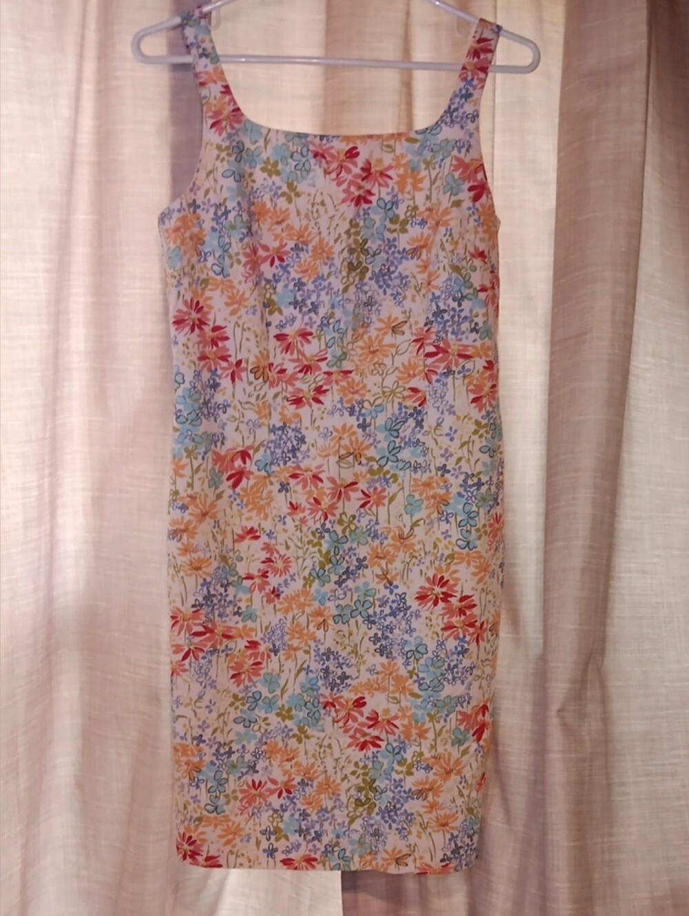 LOFT Sleeveless Floral Midi Dress in Cream, Red, Blue, Yellow
